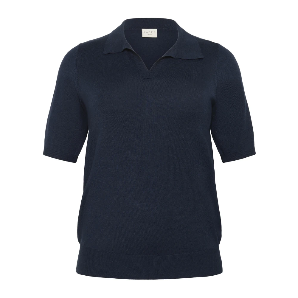 Kaffe Curve Midnight Marine Polo Pullover Sweater Blue Dames