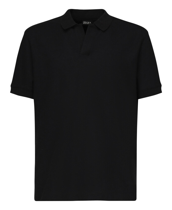 polo-noir-en-melange-coton-et-cachemire
