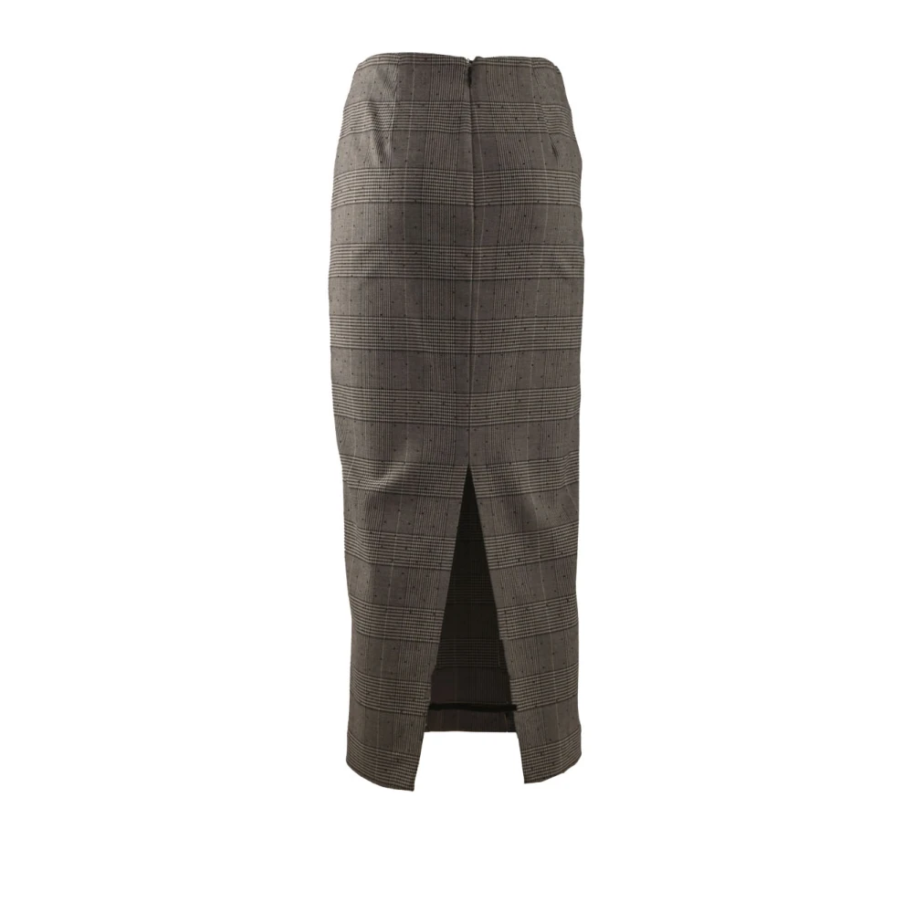 Simona Corsellini Geruite Lange Rok met Swarovski Kristallen Gray Dames