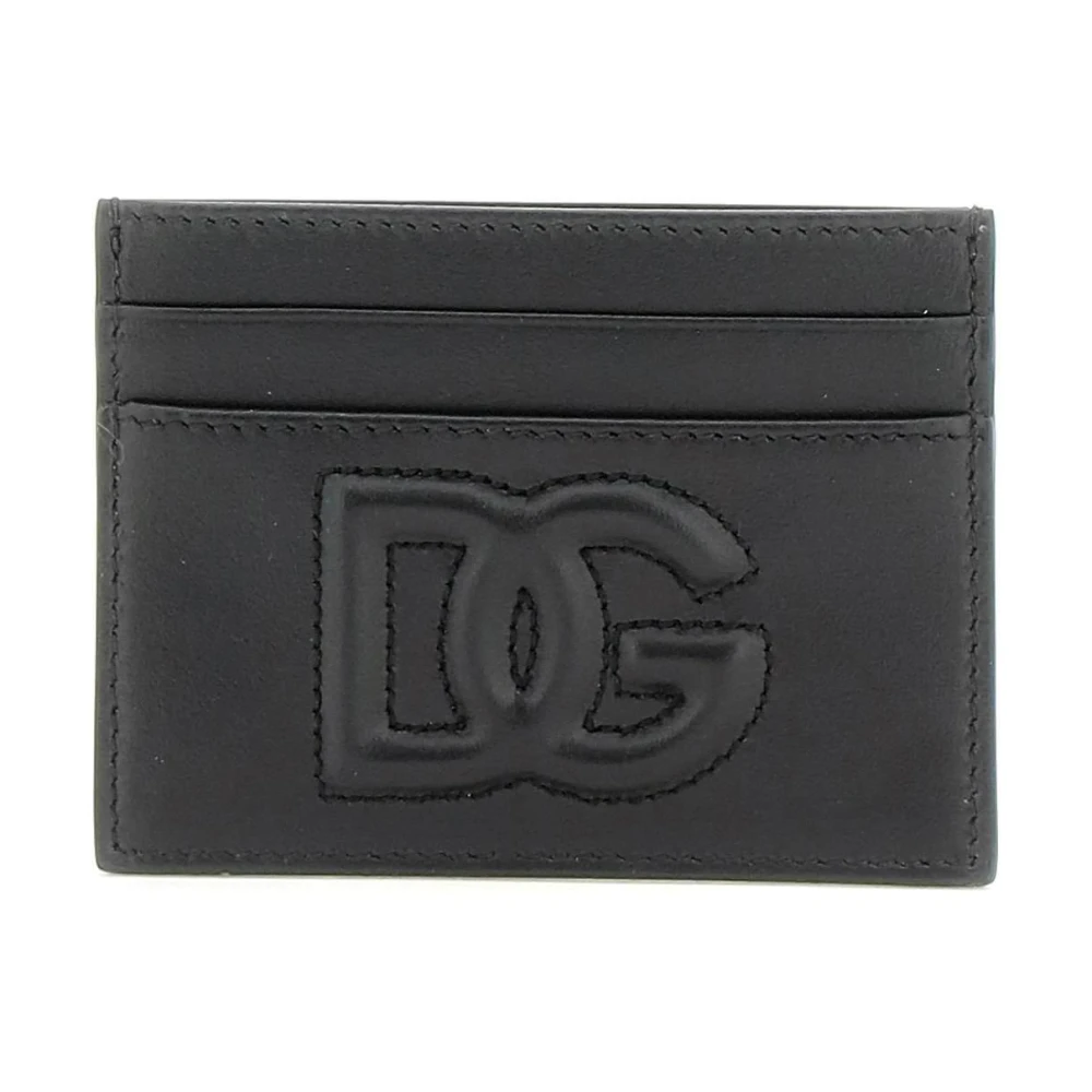 Dolce & Gabbana Women's Black Logoed Leather Cardholder With Dg Logo