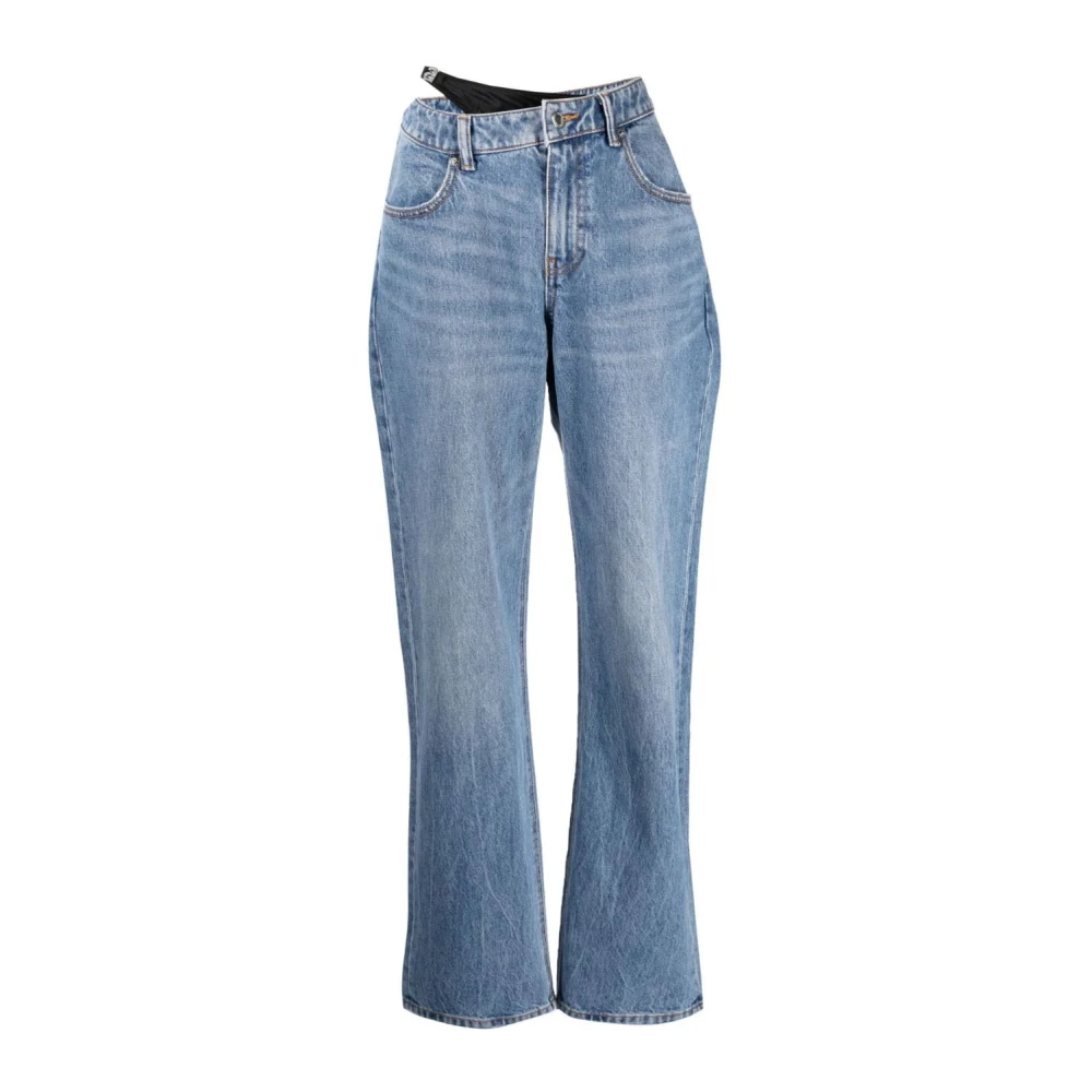Alexander Wang Straight Jeans med Bikini-Lager och Asymmetrisk Midjeband Blue, Dam