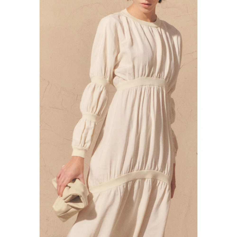 Cortana Linnen en zijden midi-jurk Beige Dames