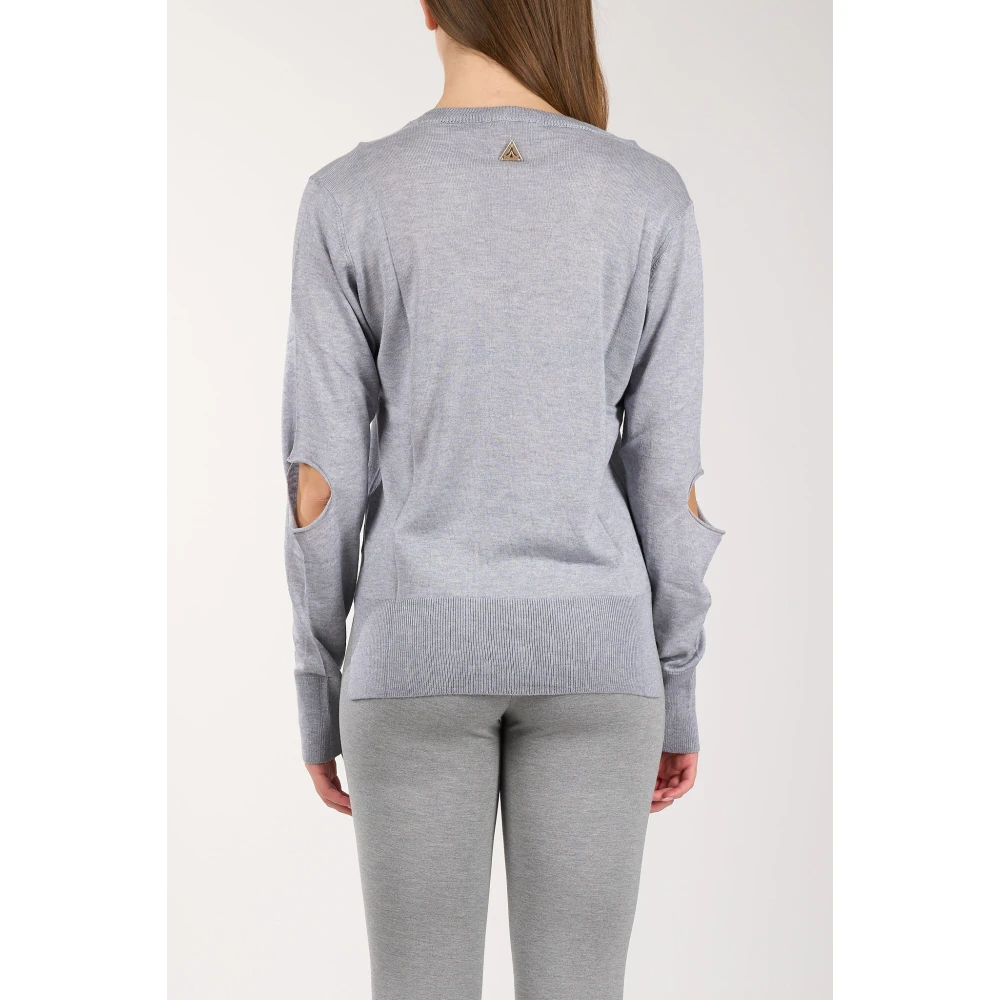 Akep V-hals wollen trui met cut-out details Gray Dames