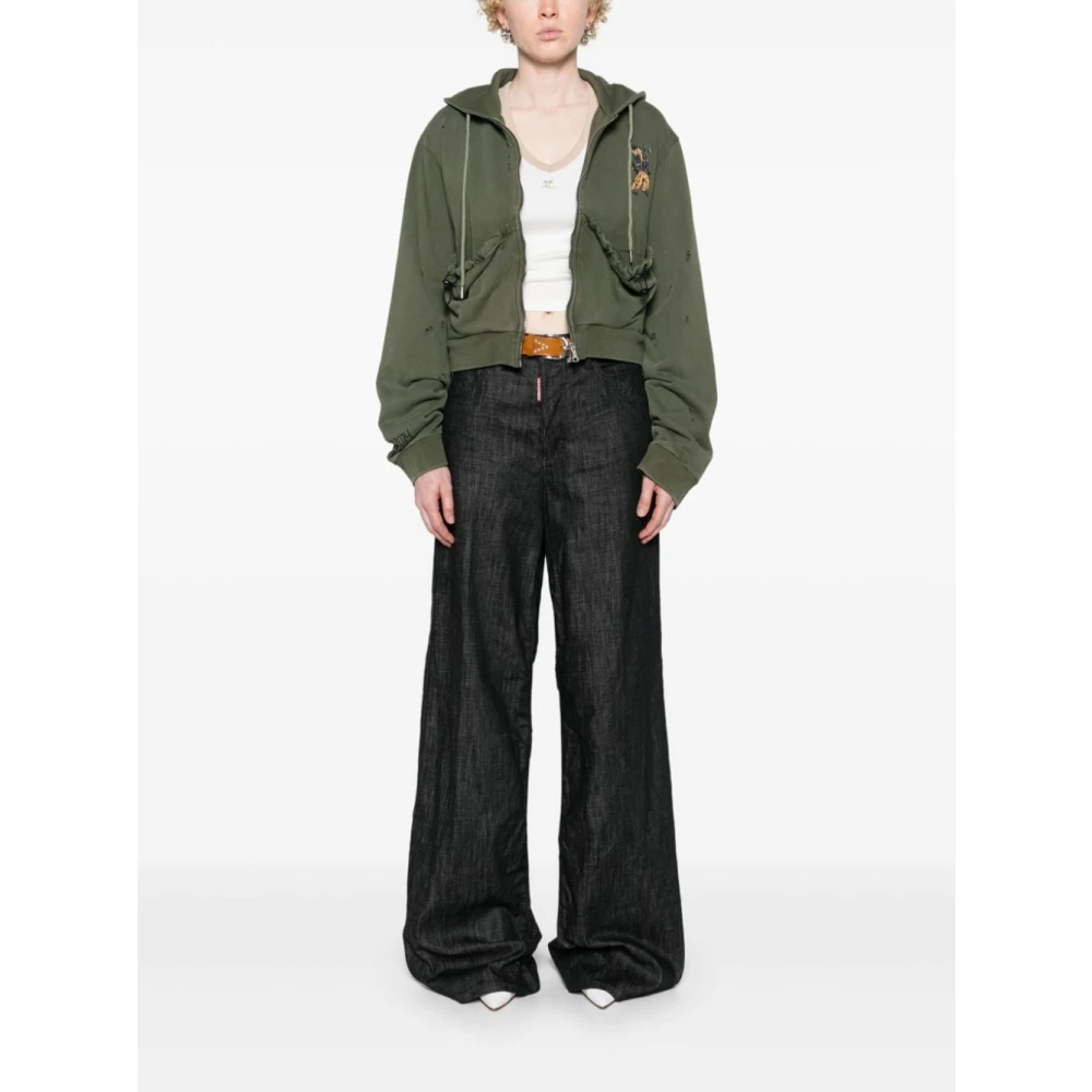 Dsquared2 Zwarte Stretch Katoen Wijde Pijp Jeans Black Dames