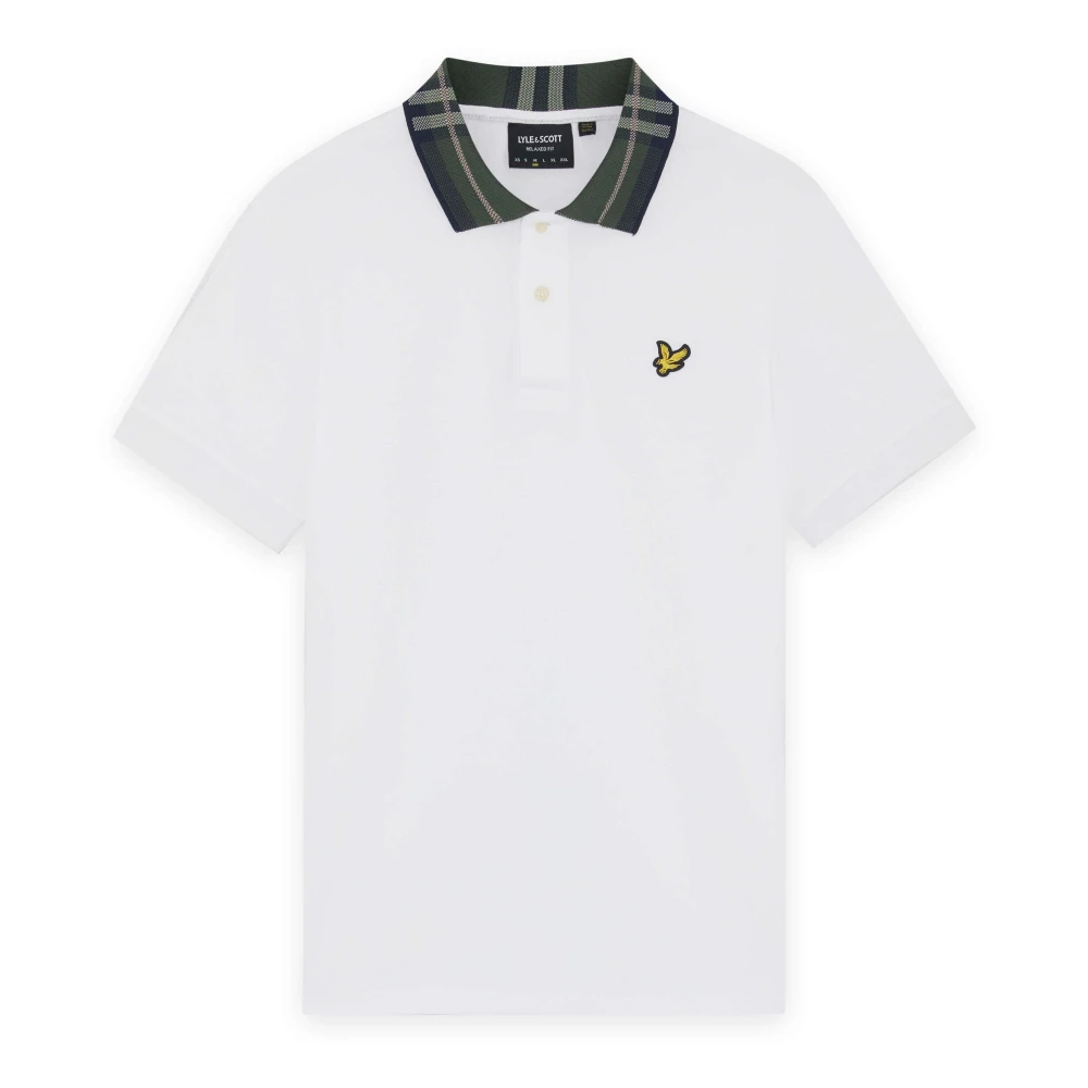 Lyle & Scott Polo Shirts, Male, M, Tartan Collar Polo Shirt White