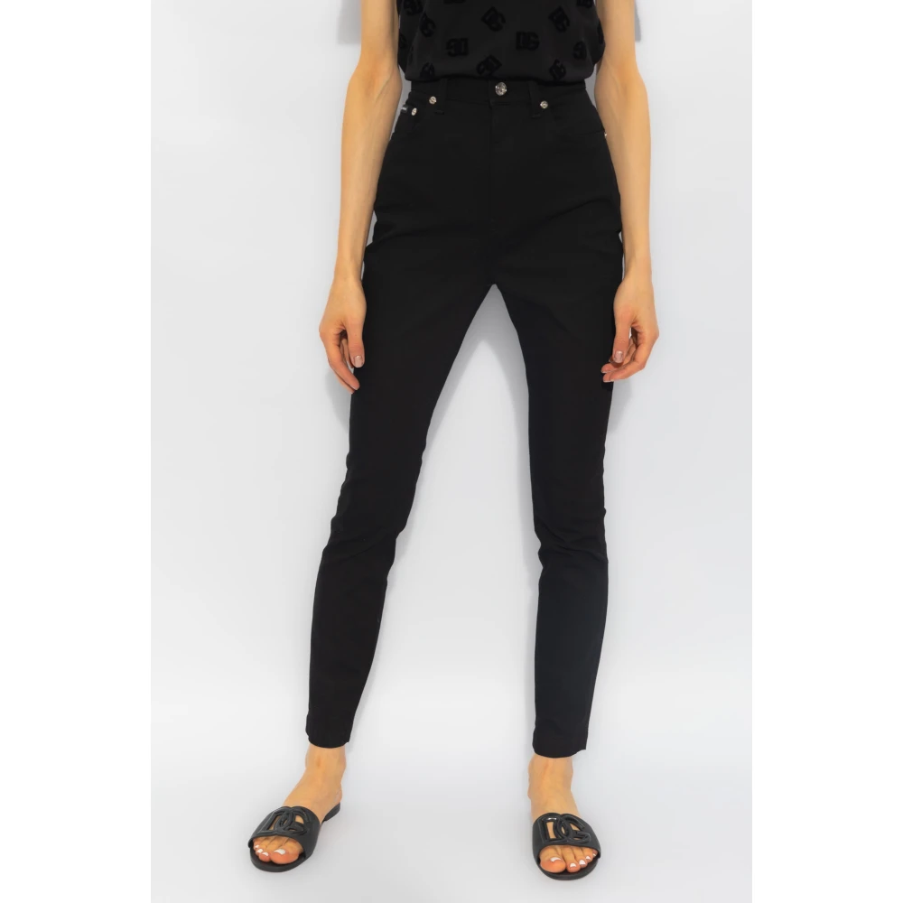 Dolce & Gabbana Skinny jeans met hoge taille Black Dames
