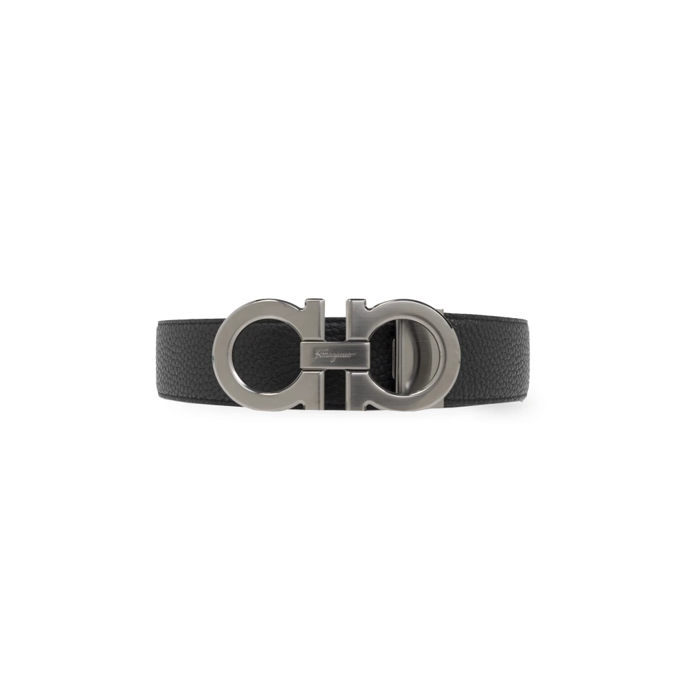 Ferragamo Men's Black Belts, 95 Cm, Double Adjustable Gancini Belt