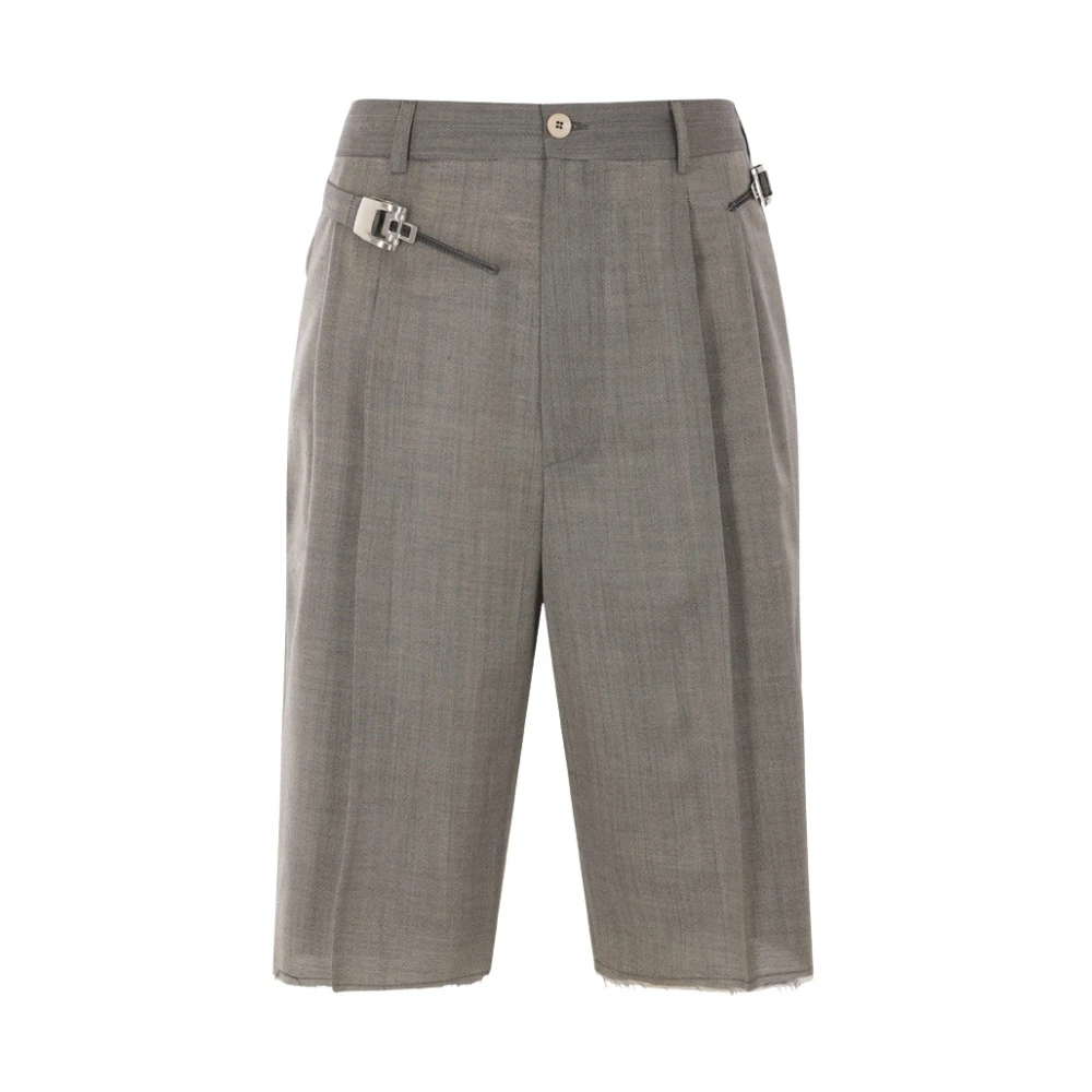 Magliano Grijze wollen shorts met riemlussen Gray Heren