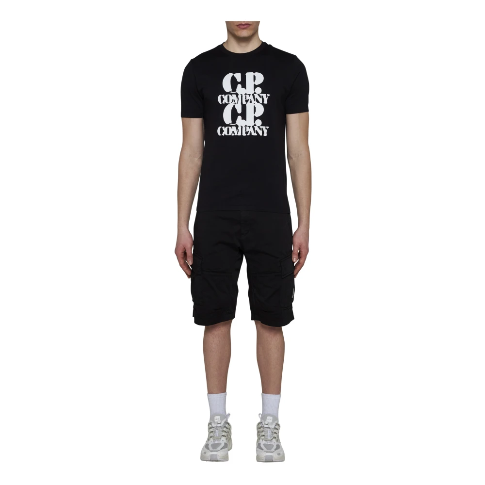 C.P. Company Logo Print Crew Neck T-shirt Black Heren