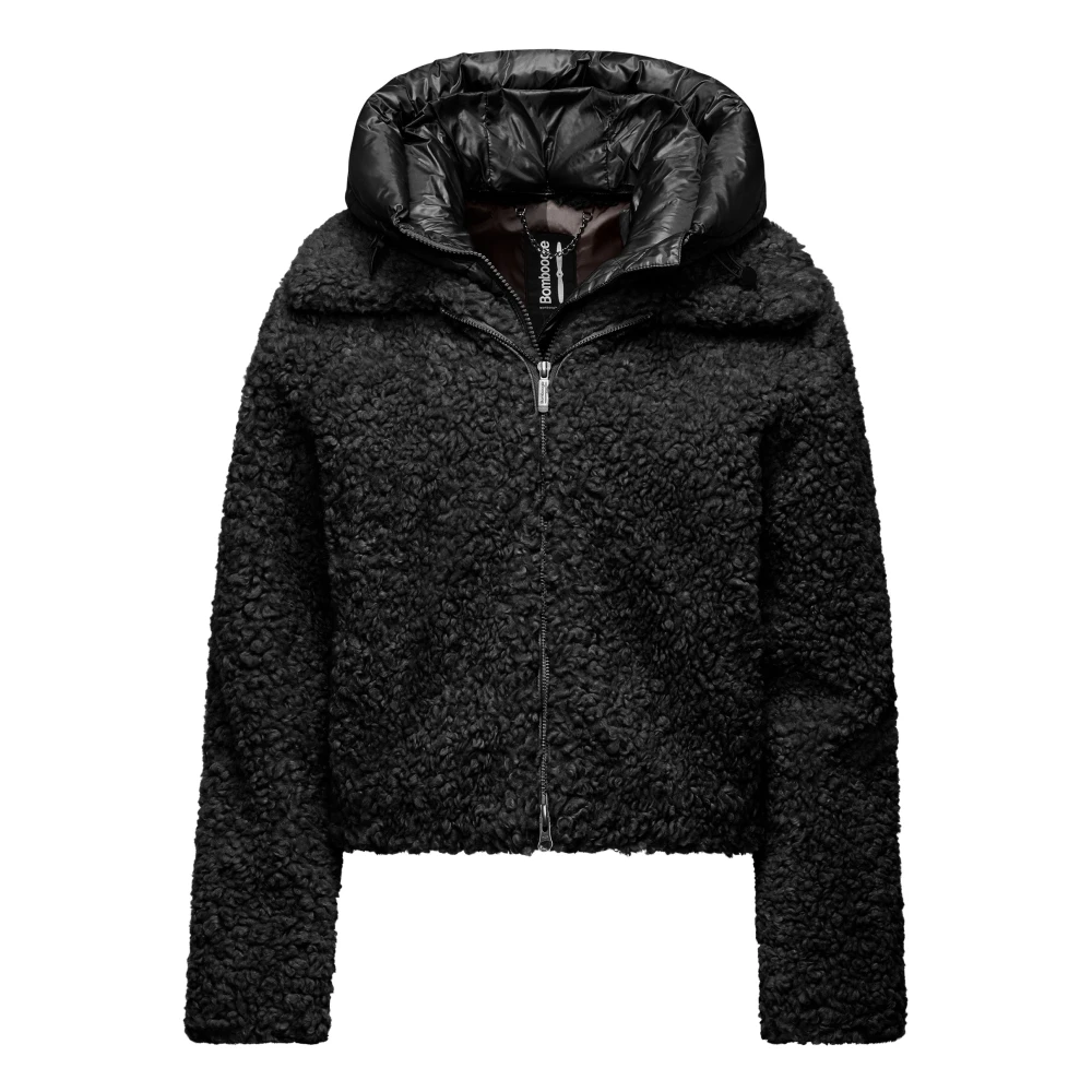 Bomboogie Donna Nero - Cappotto Corto Bimaterico Con Cappuccio Rimovibile - Jackets - L