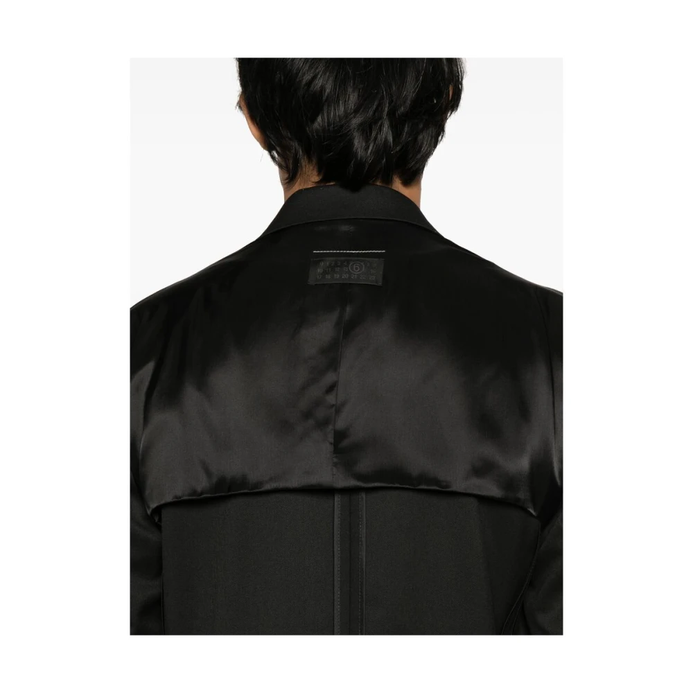MM6 Maison Margiela Zwarte geknoopte jas met schoudervullingen Black Heren