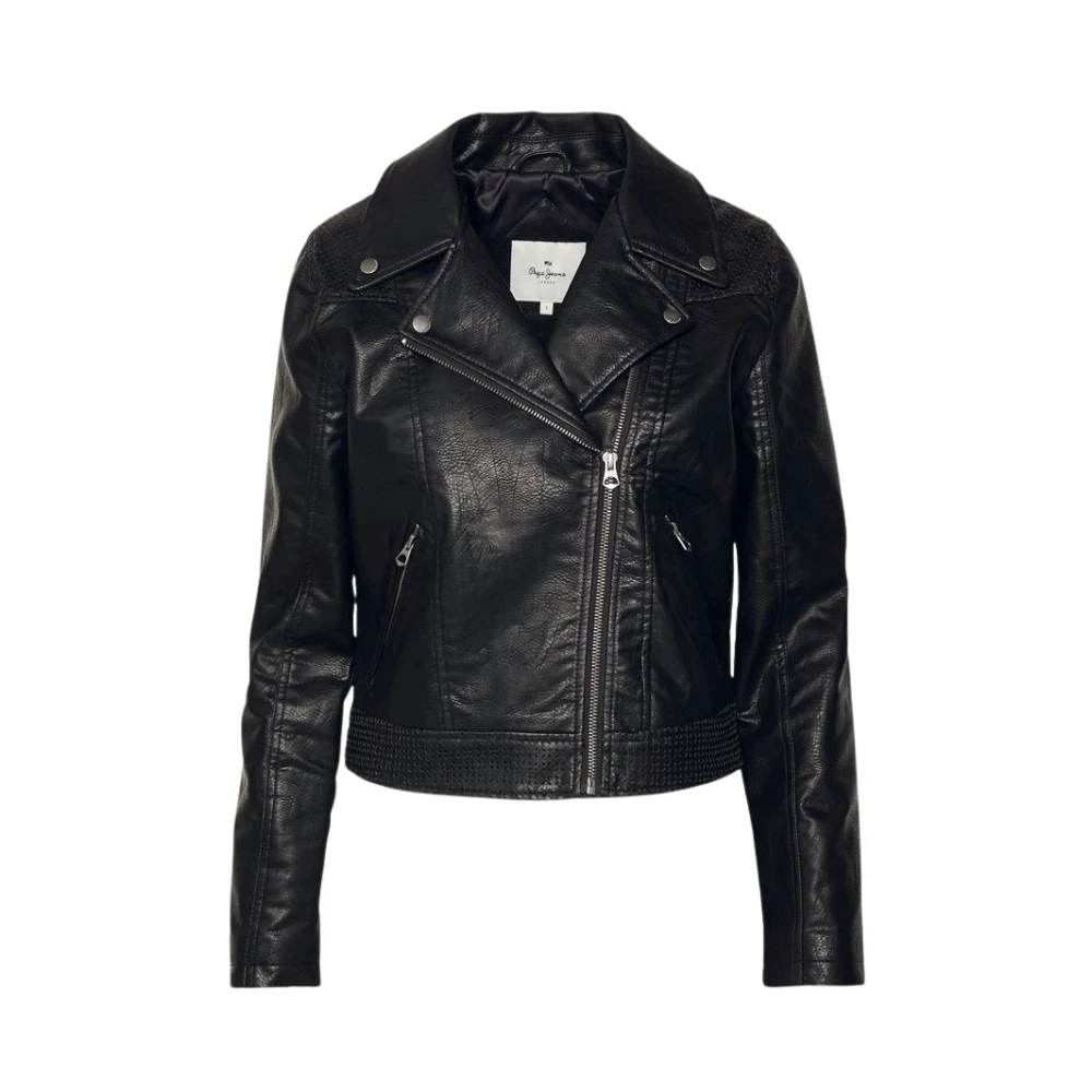 Pepe Jeans Leather Jackets Black, Dam
