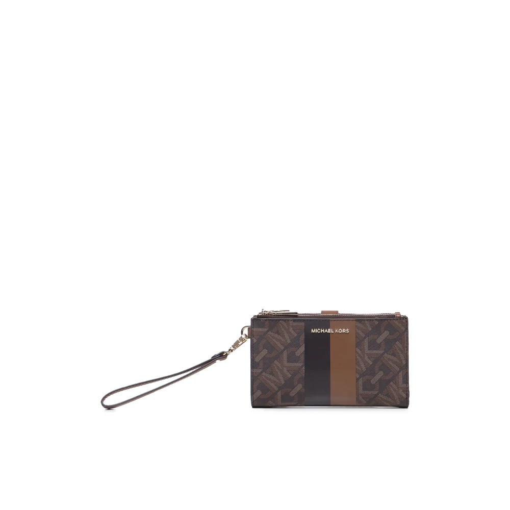 Michael Kors Bruine Monogram Canvas Portemonnee met Afneembare Band Brown Dames