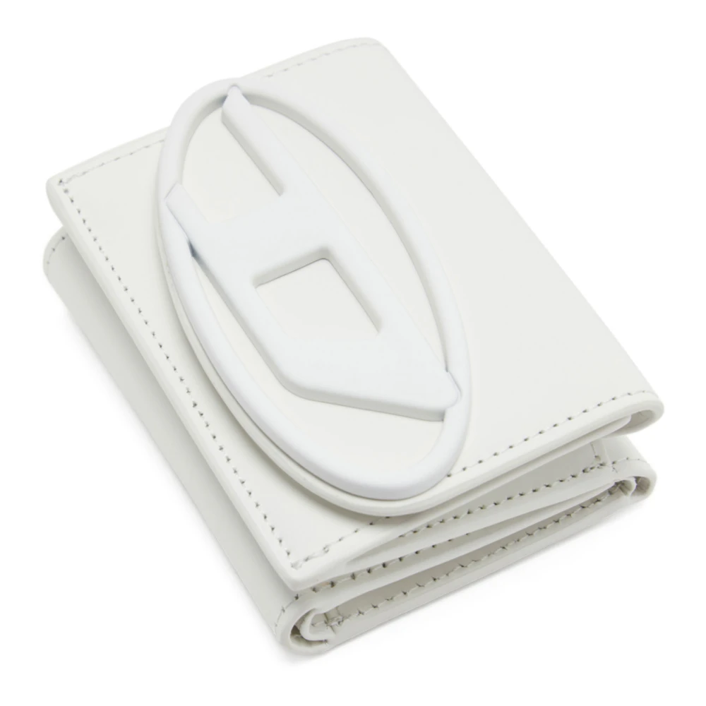 Diesel Tri-fold wallet in matte leather White Dames