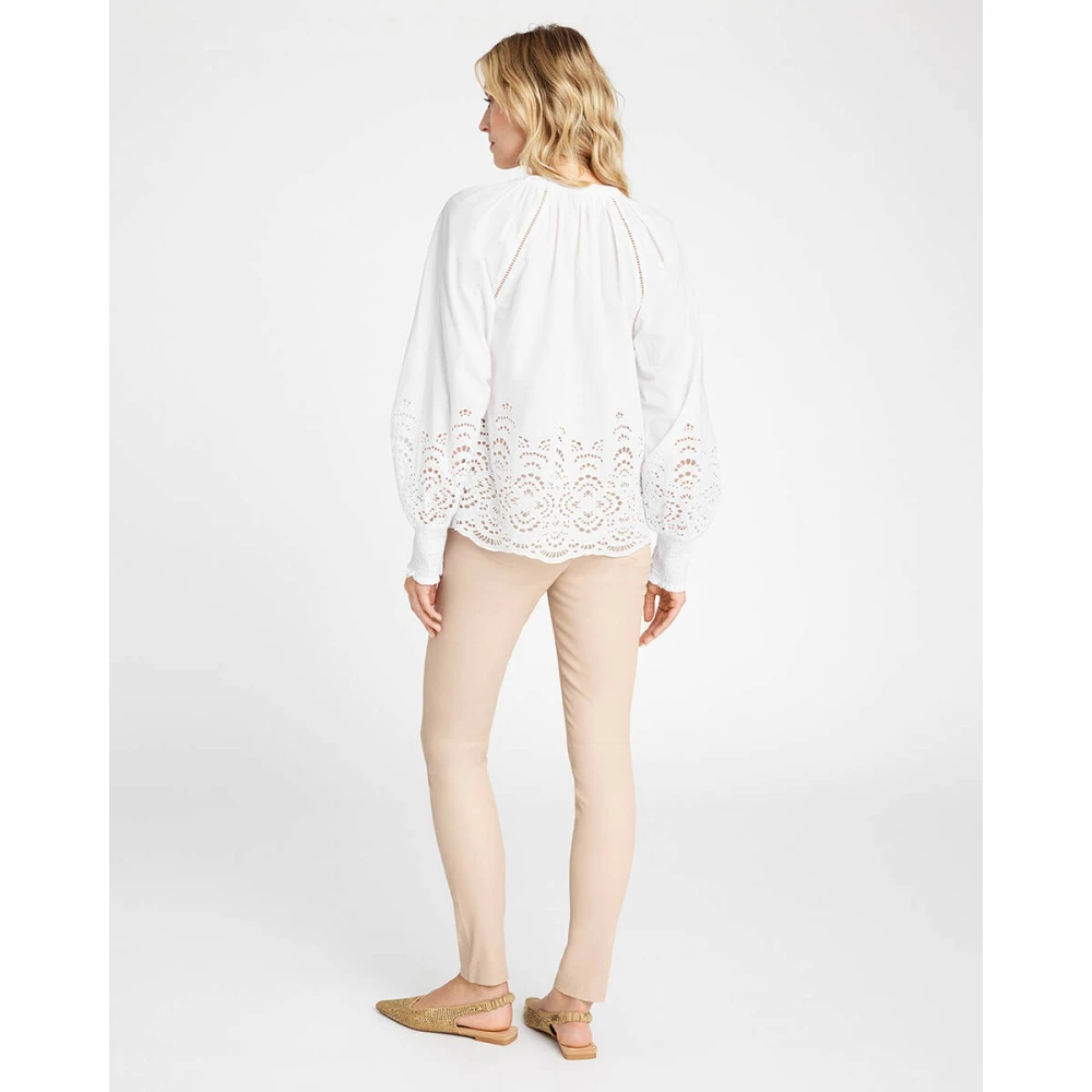 Gustav Stretch leren broek Beige Dames