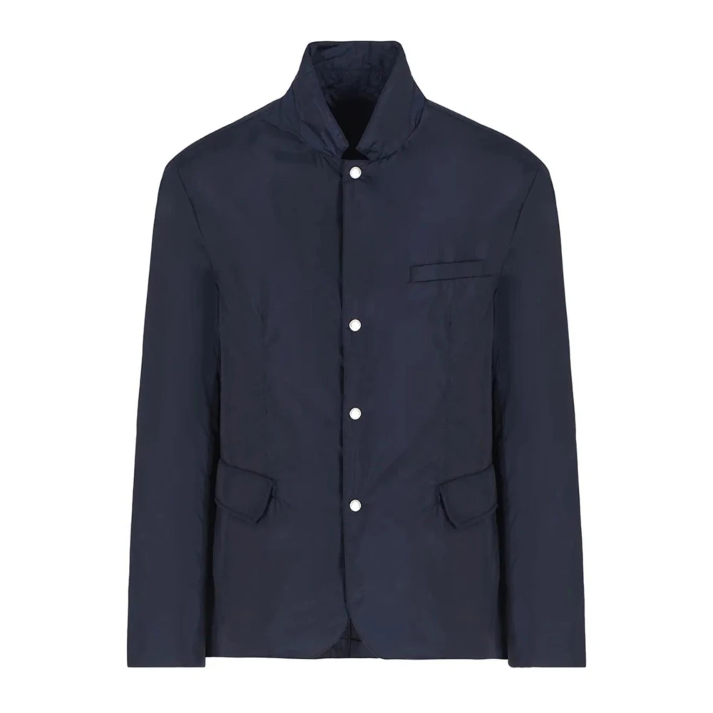 Armani Exchange Blauwe Gewatteerde Rits Blazer Jas Blue Heren