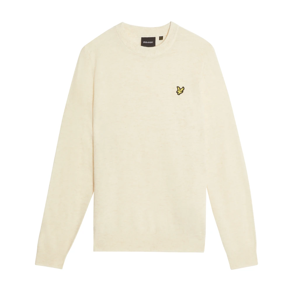 Lyle & Scott Men's Beige Mid Knits Lambswool Blend Crew Neck Jumper - Round-Neck Knitwear - Xl - Knitwear