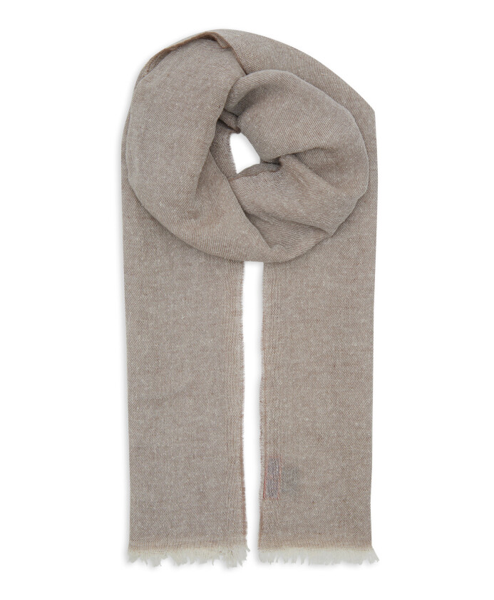 echarpe-unisexe-beige-en-soie-et-lin-avec-couleur-unie