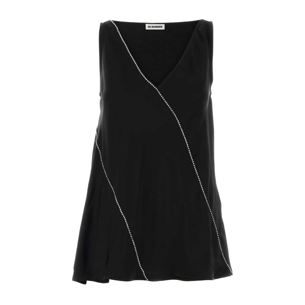 Jil Sander Women's Black Sleeveless Tops, S, Viscose Top