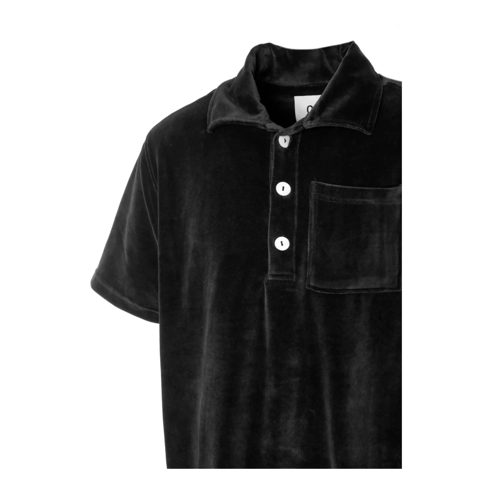 OAS Zachte Velours Poloshirt met Zak Black Heren