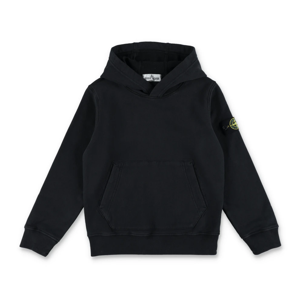 Stone Island Boys Black Kids Sweatshirts, 8 Y, Knitwear Hoodie Basic Aw24