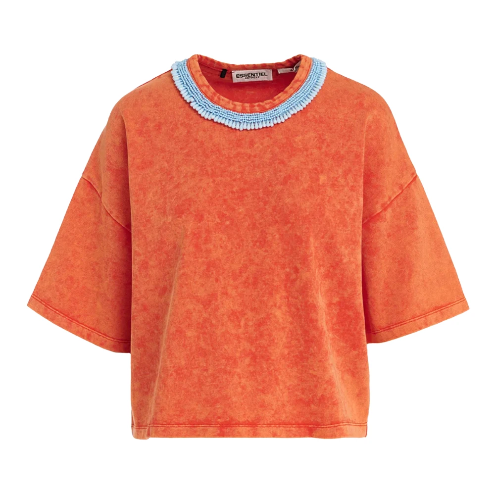Essentiel Antwerp Forte Geborduurde T-shirt Orange Dames