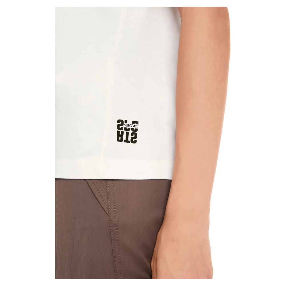 Marc Cain Luipaardprint Katoenen T-Shirt White Dames