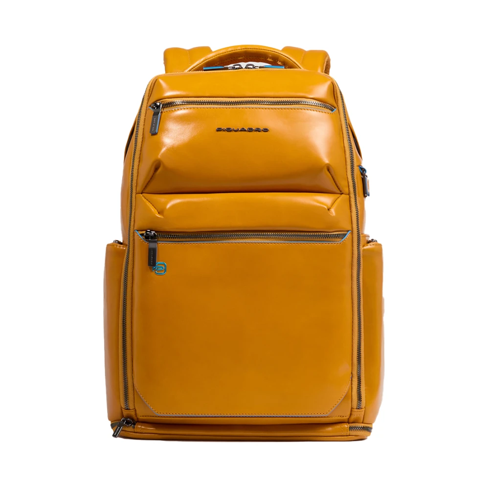 Piquadro Mannelijk Geel Laptop And Ipad® Backpack With Shock Absorbing And Rfid Protections And Anti-Theft Cable