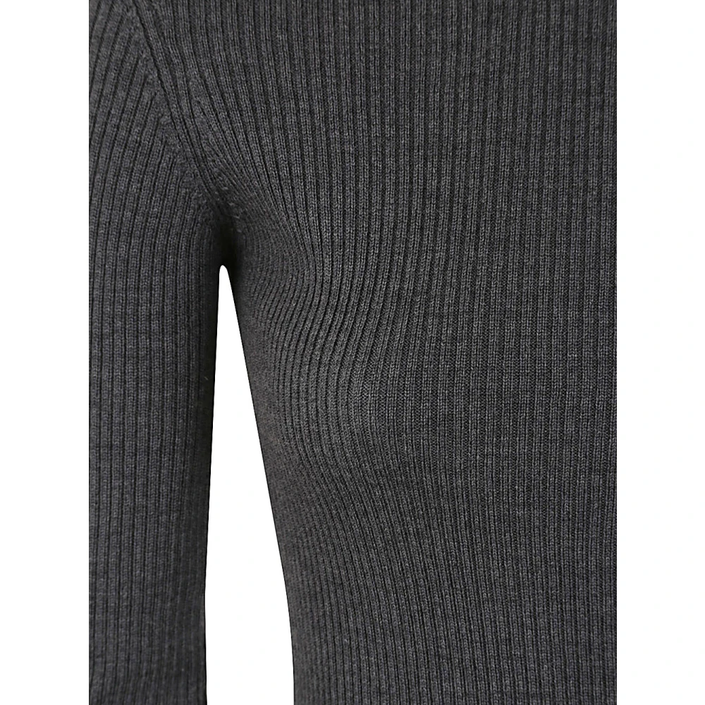 Wardrobe.nyc Houtskool Geribbelde Lange Mouw Jurk Black Dames