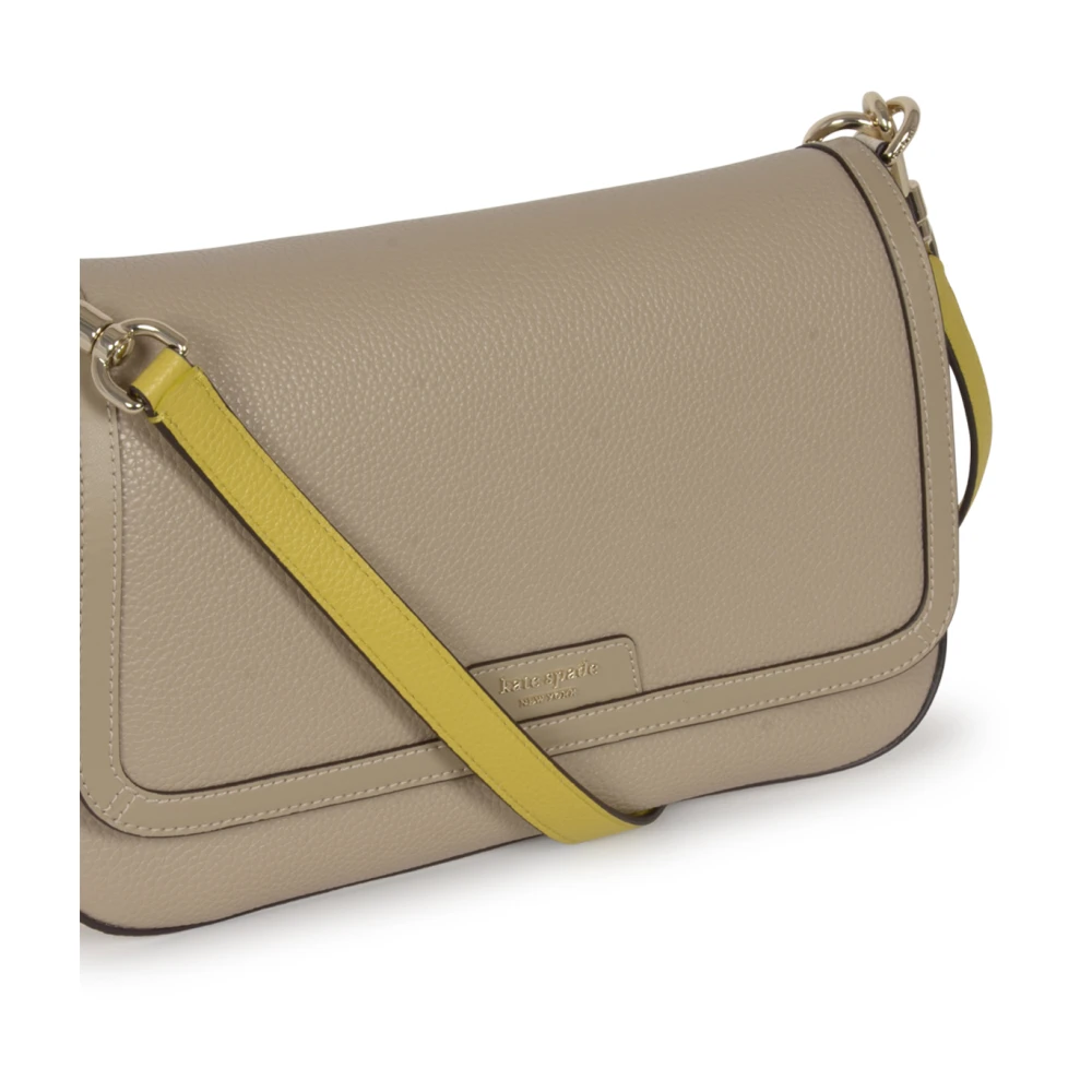 Kate Spade Kleurgeblokkeerde Leren Flap Schoudertas Gray Dames