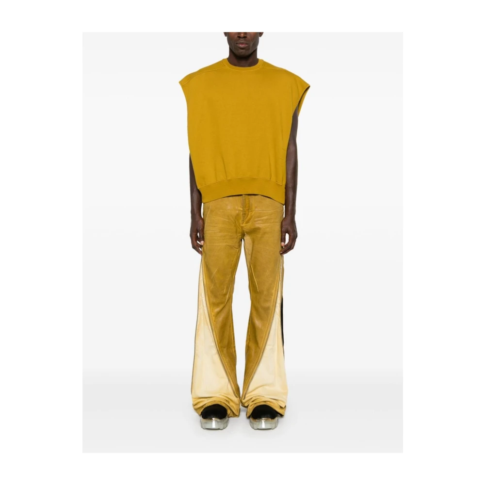 Rick Owens Sleeveless Leather Biker Vest Yellow Heren