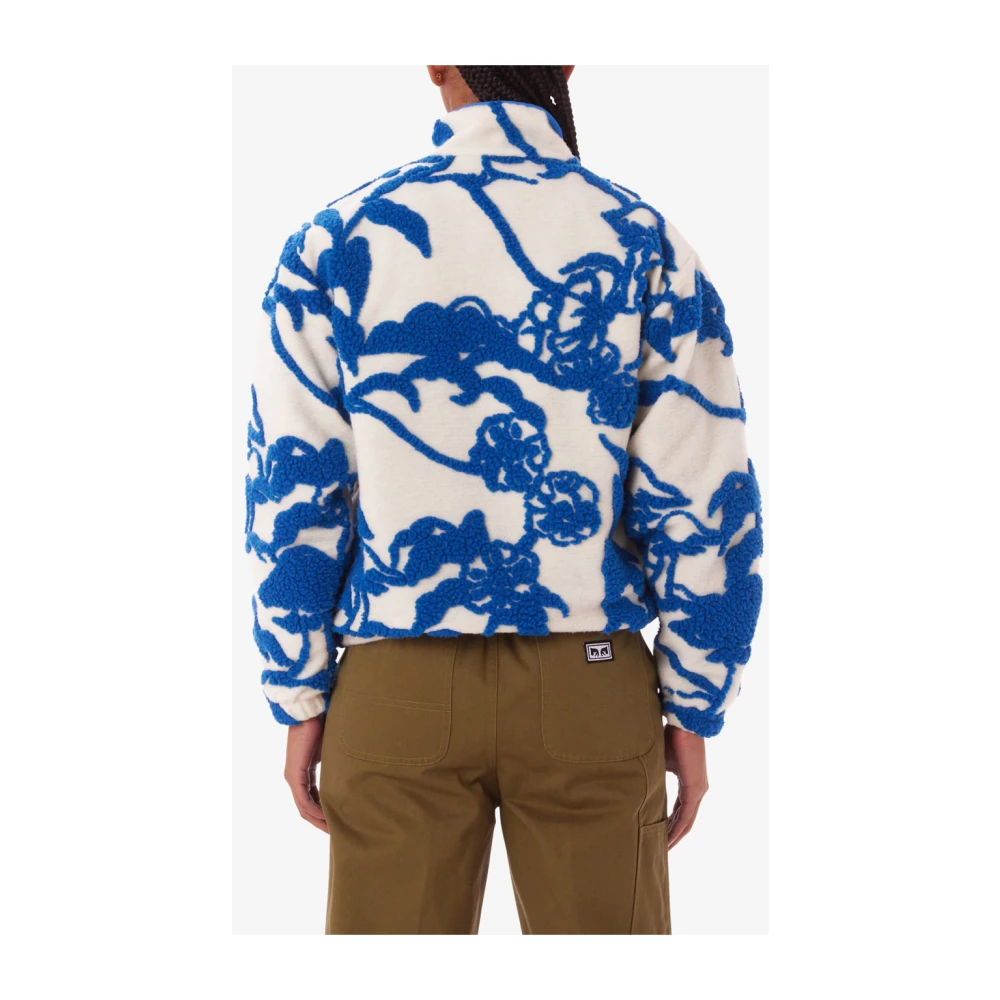 Obey Blauwe Jacquard Sweater Mock Neck Blue Heren