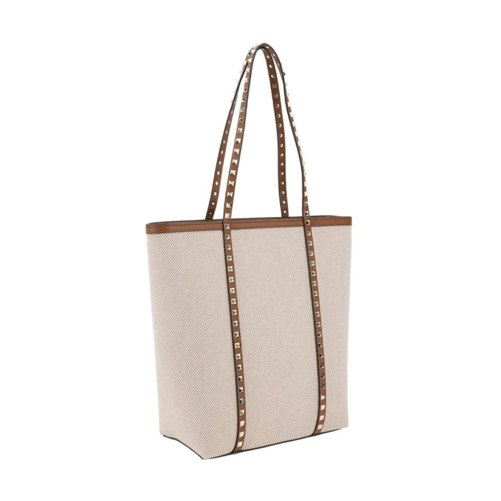 Valentino Garavani Canvas Tote met Stud Detailing Beige Dames