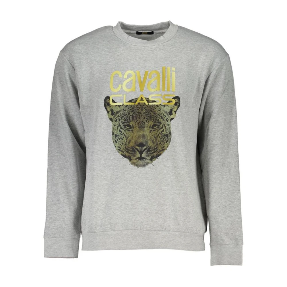 Cavalli Class Men's Gray Sweatshirts, Xl, Soft Cotton Jumper In