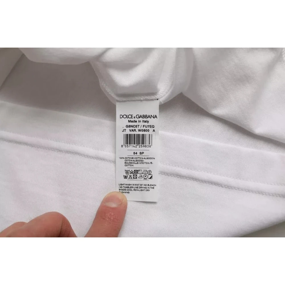 Dolce & Gabbana Wit Katoenen T-shirt met Ronde Hals en Korte Mouwen White Heren