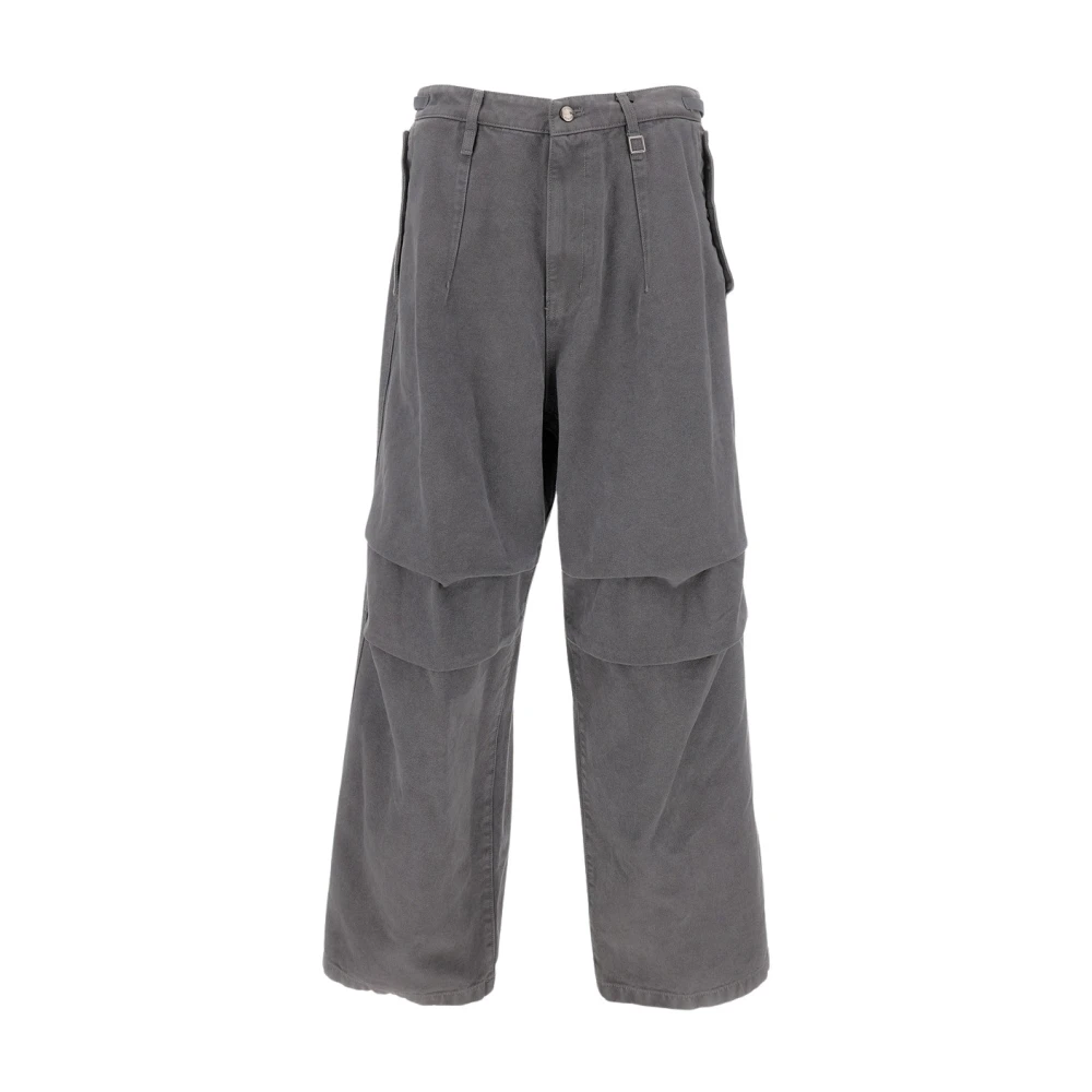 Wooyoungmi Men's Gray Wide-Leg Trousers