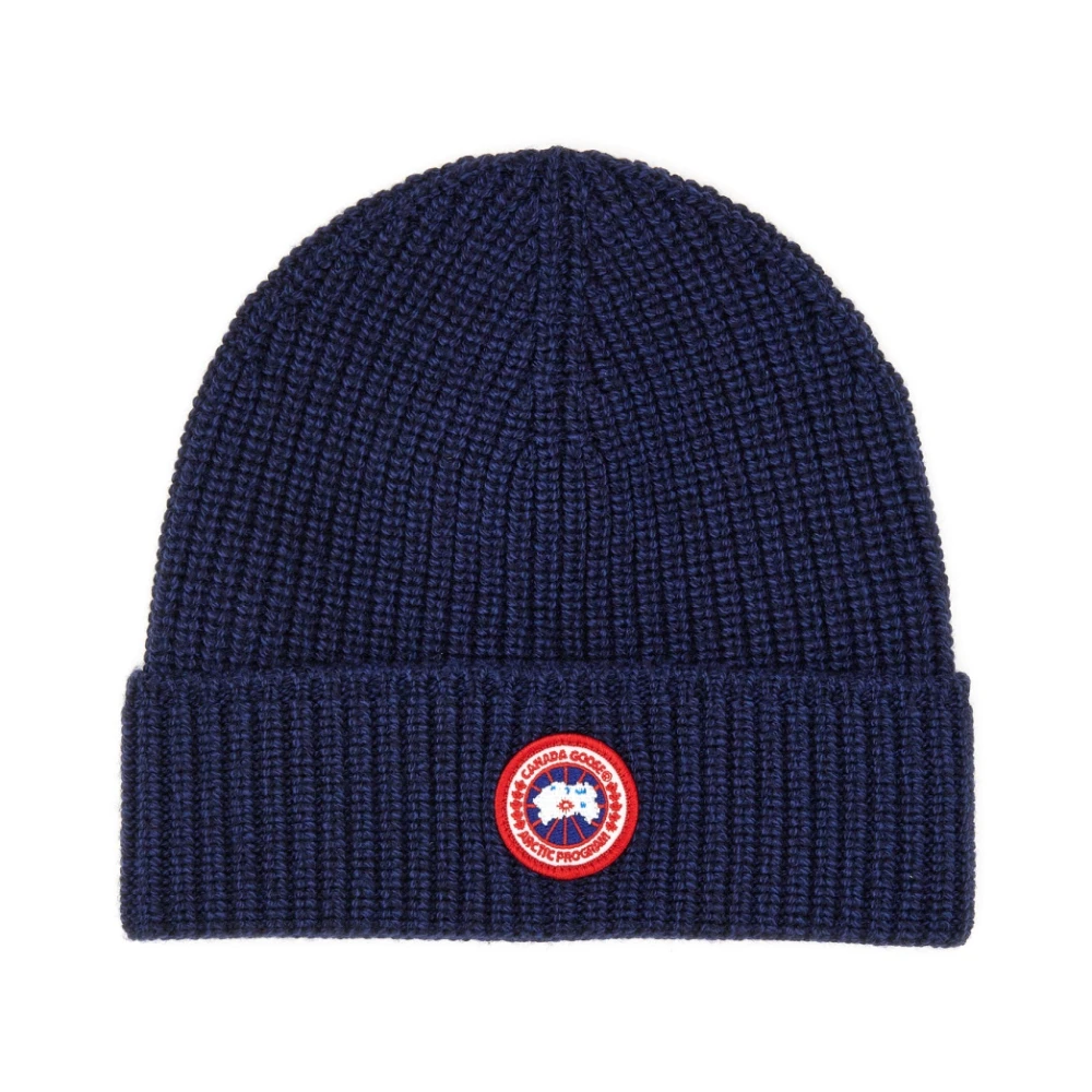 Canada Goose Merino Wol Beanie Muts Gemaakt in Italië Blue Heren