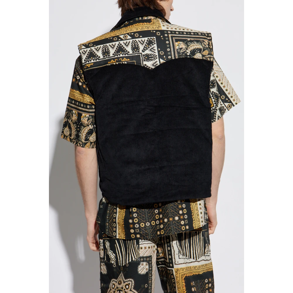 Isabel marant Omkeerbaar vest gemaakt van gemengde materialen 'Glen' Black Heren