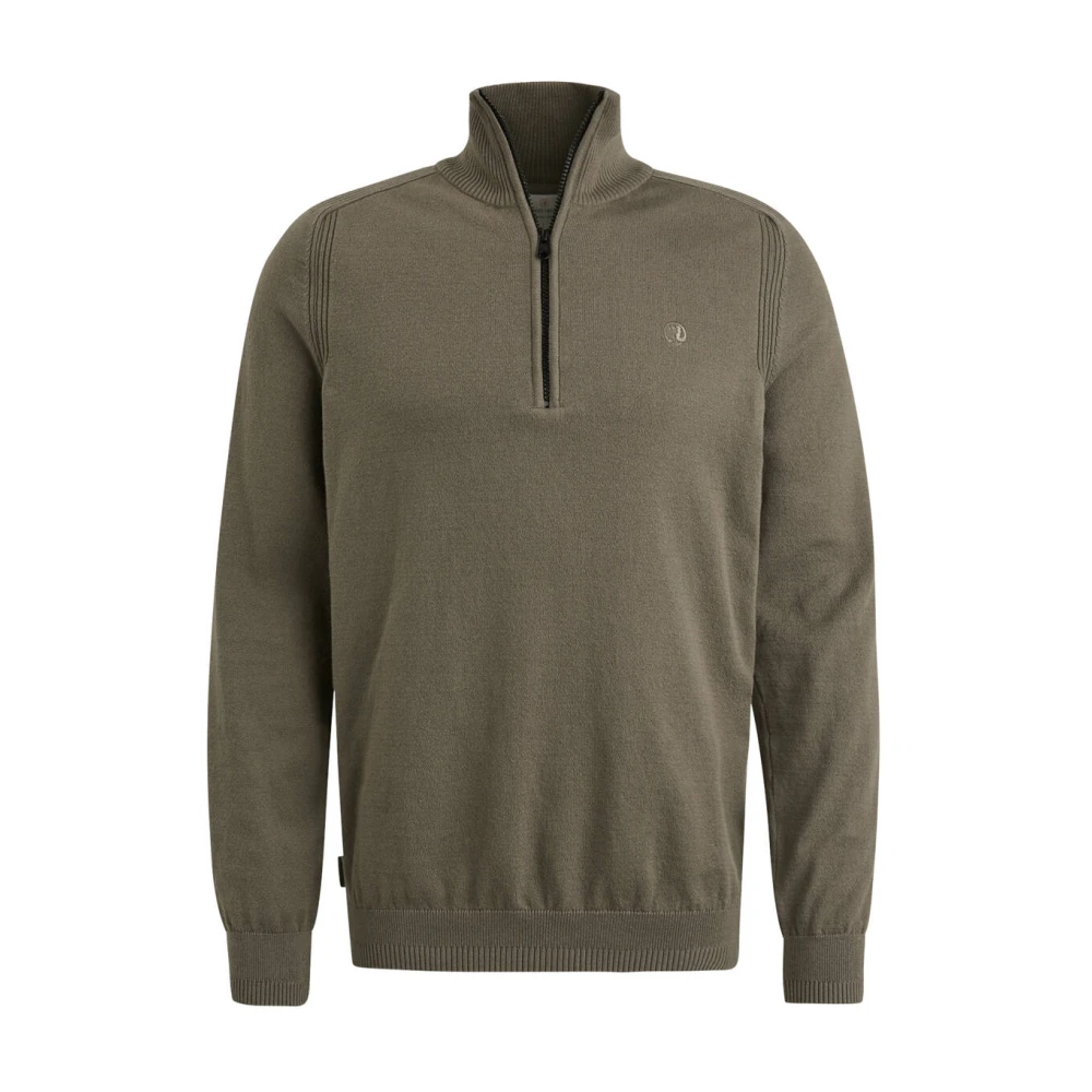 Cast Iron Half Zip Katoen Stretch Pullover Green Heren