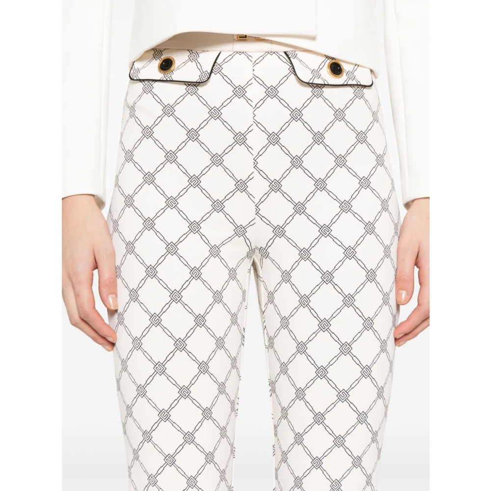 Elisabetta Franchi Witte Broek Met Zijrits Detail White Dames
