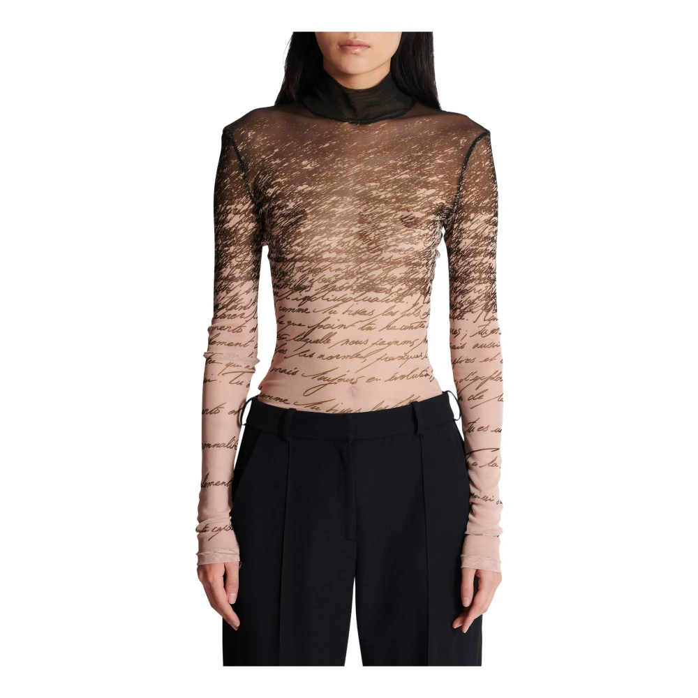 Balmain Lange mouwen top met 'Love Letter' print Brown Dames