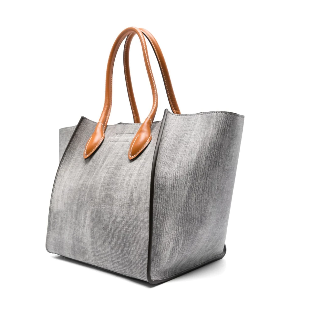 Ermanno Scervino Grijze Shopper Tas Denim Leer Gray Dames