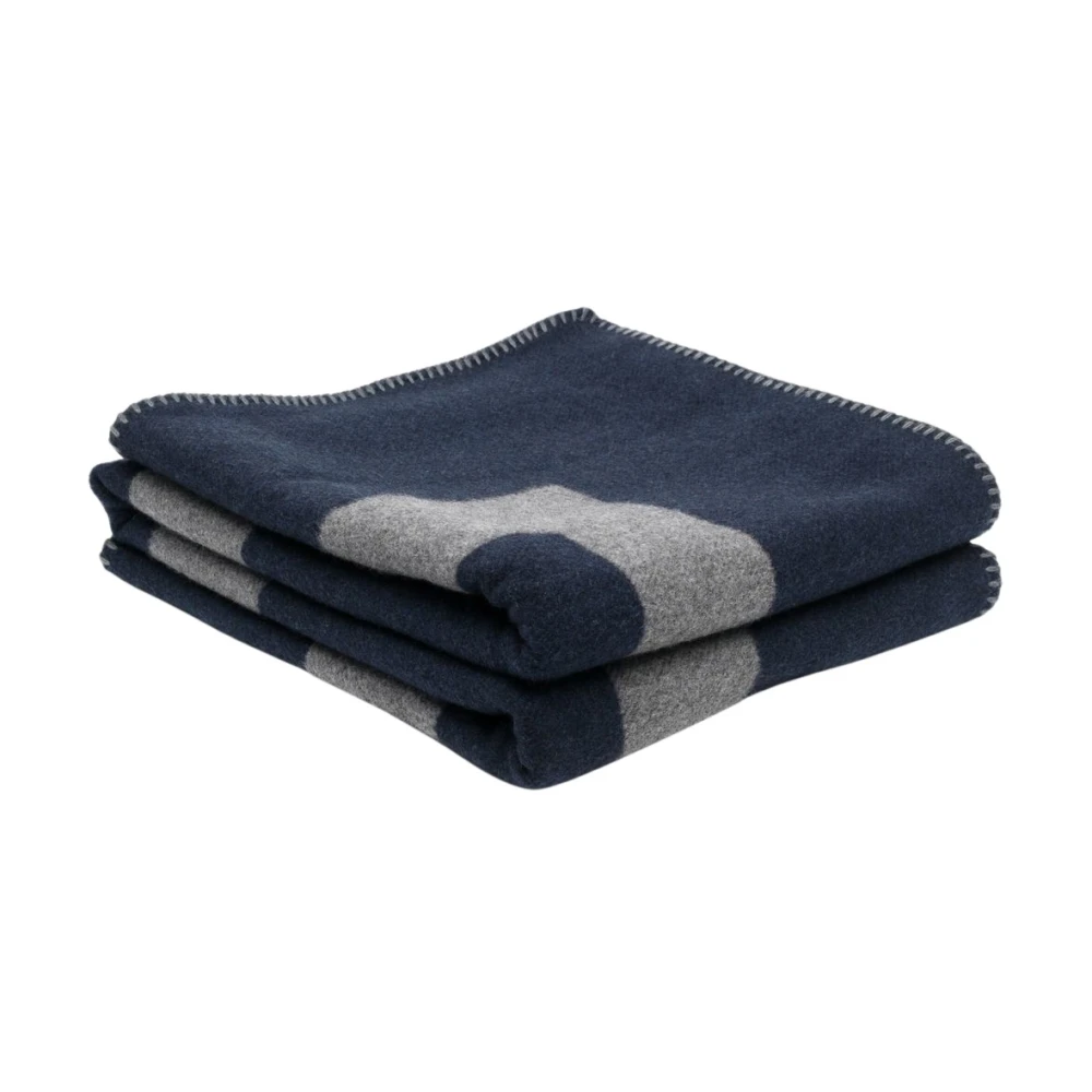 Givenchy Lyxig Blå Cashmere-Ull Blandning Logo Pläd Blue, Unisex