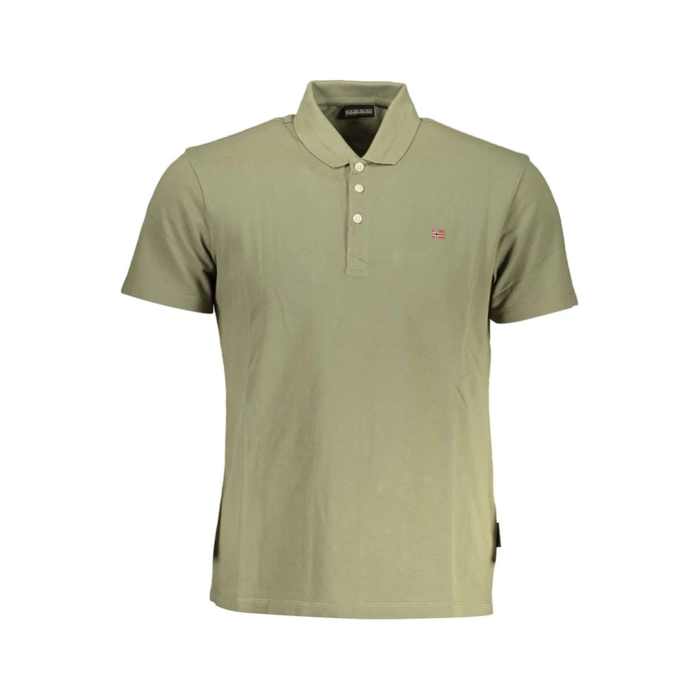 Napapijri Men's Green Classic Polo With Elegant Embroidery - Polo Shirts - M - Tops