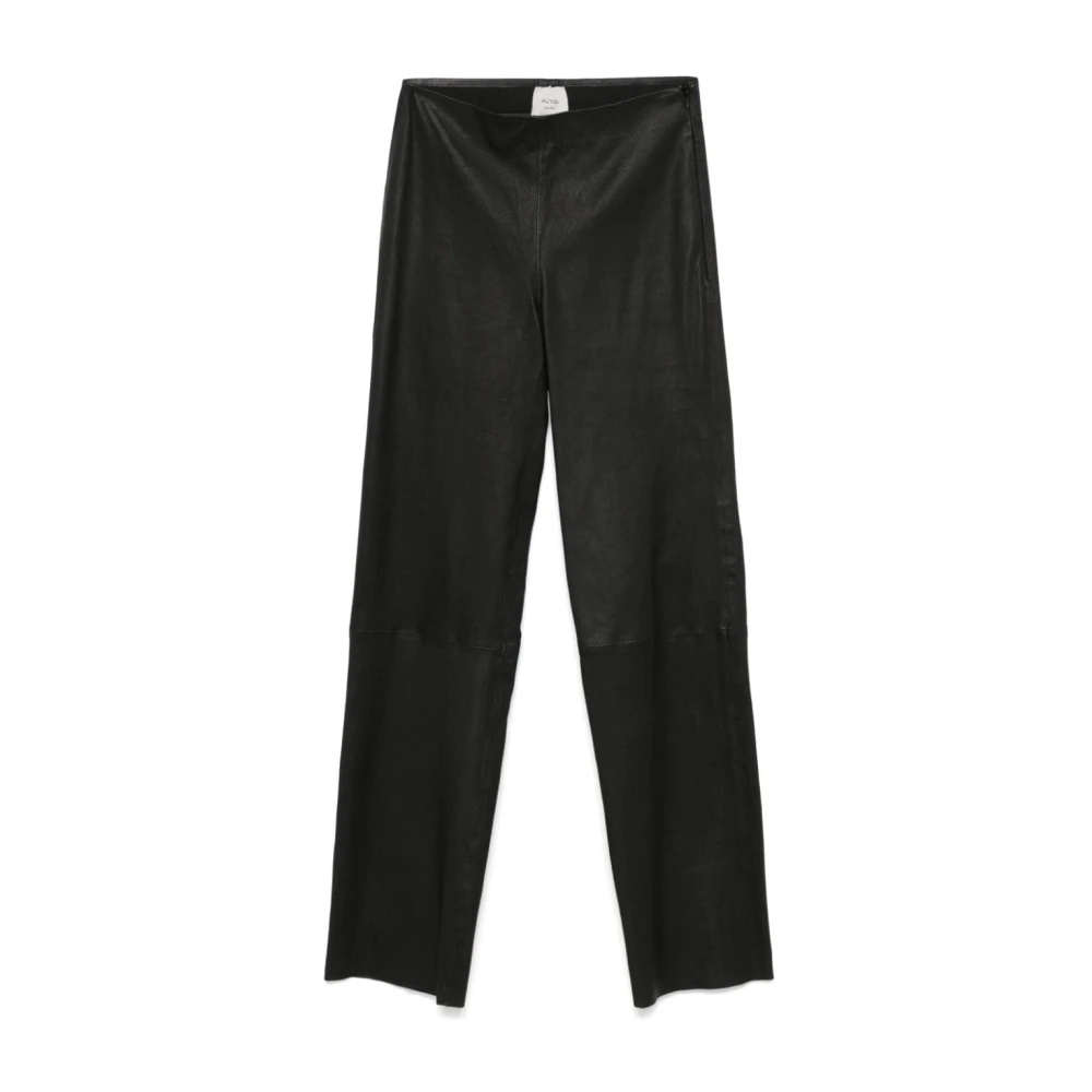 Alysi Stretch leren broek in zwart Black Dames