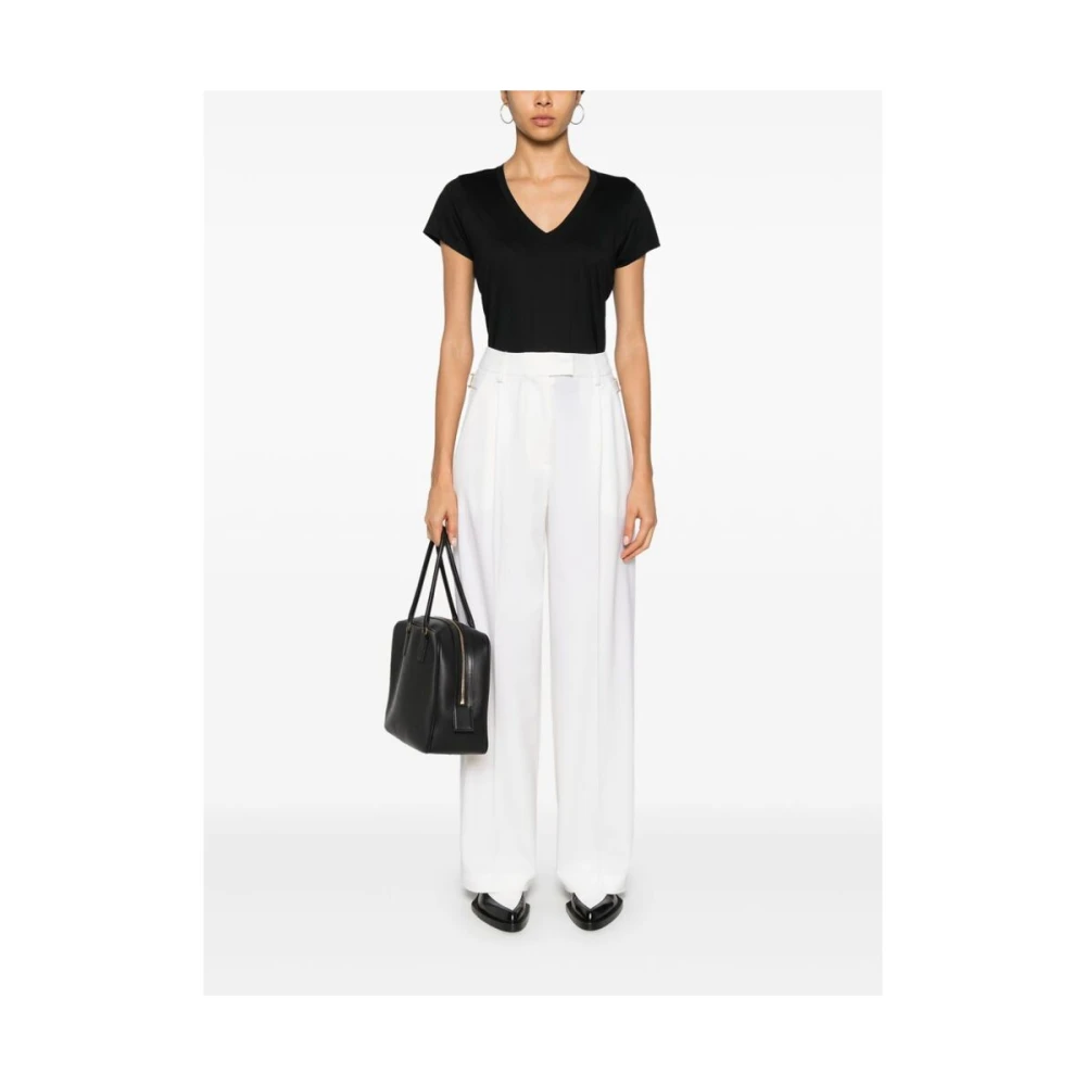 Mazzarelli Zwart V-hals Jersey T-shirt Black Dames