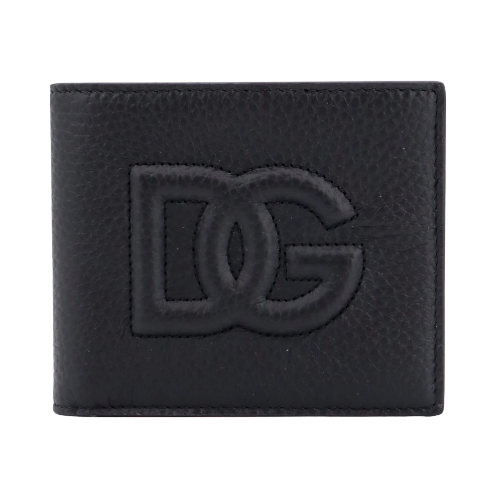 Dolce & Gabbana Zwarte leren portemonnee met monogram Black Heren