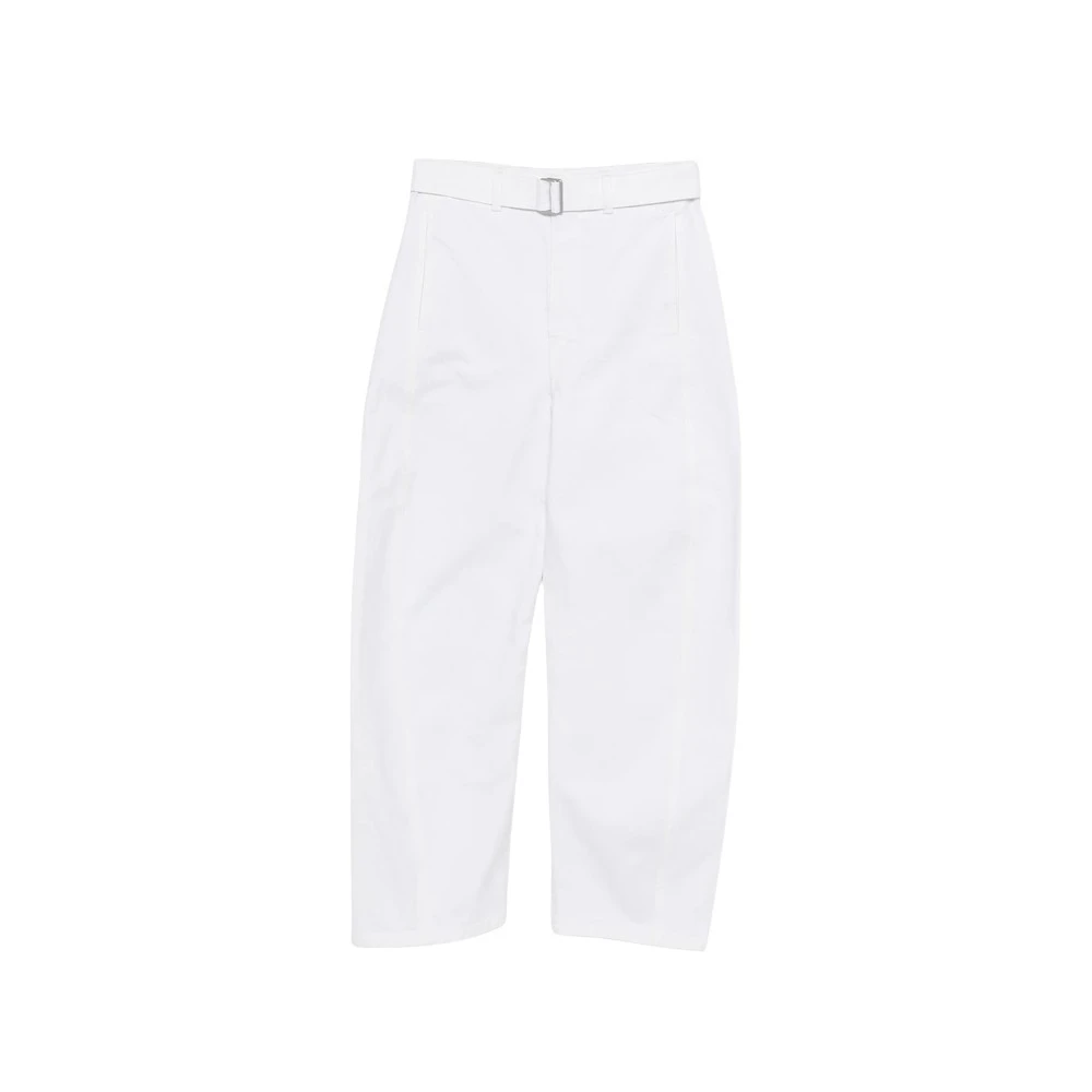 Lemaire Women's White Wide Trousers, M, Twisted Belted Trousers