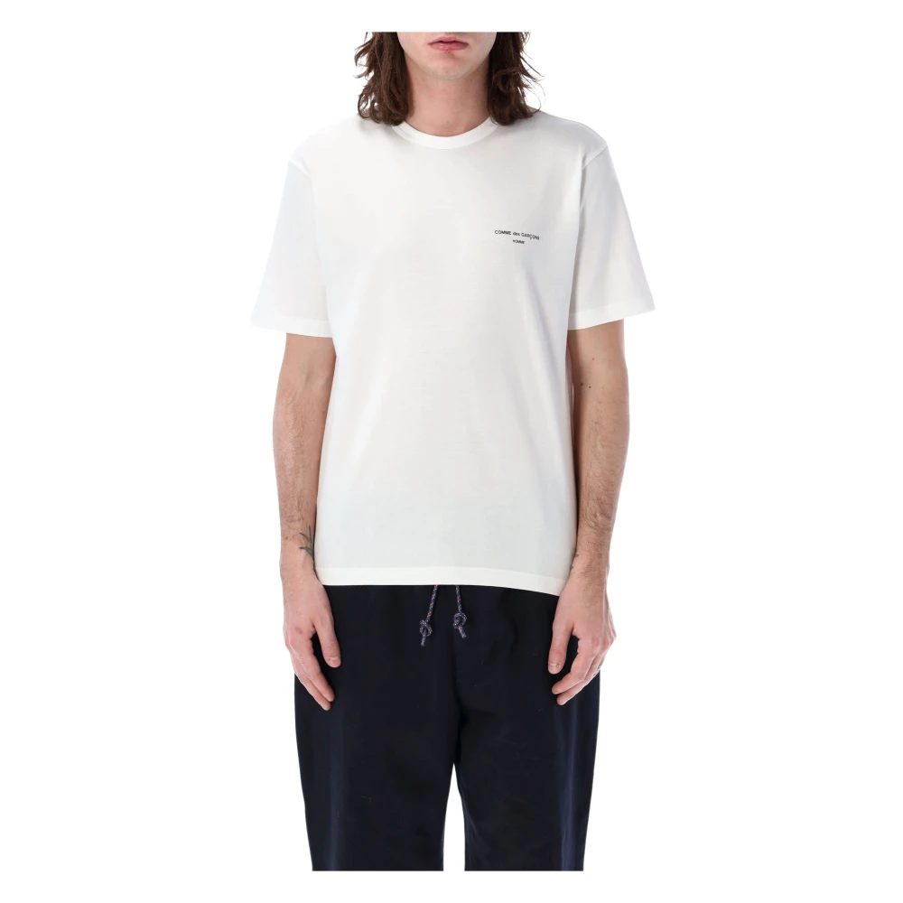 Comme des Garçons Logo Tee Klassiek Zwart Katoenen Shirt White Heren