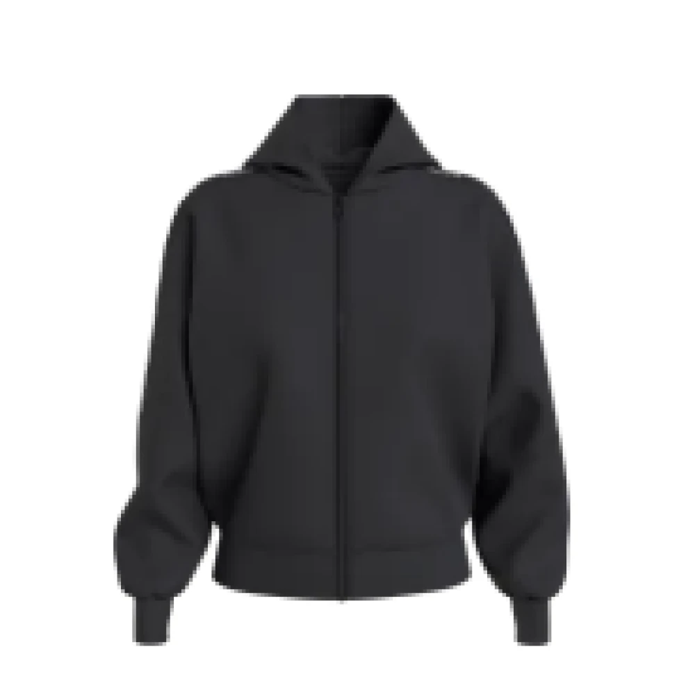 Calvin Klein Women's Black Zip-Throughs,, Tape Zip Sweatshirt Hooded 2XS
